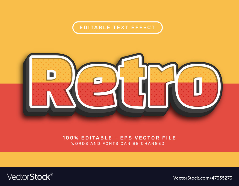 Retro 3d text effect and editable
