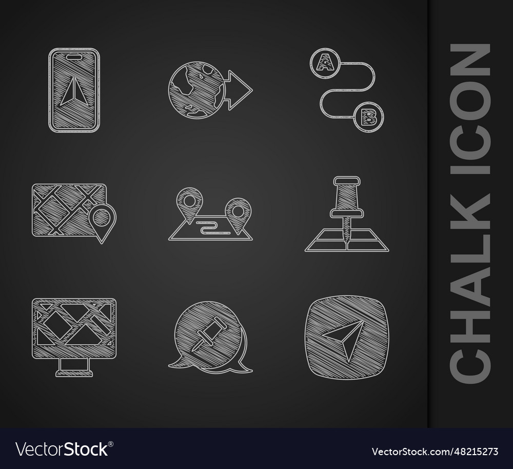 Set route location push pin city map navigation vector image Set route location push pin city map navigation