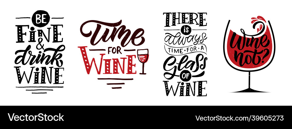 Wine not lettering modern calligraphy Royalty Free Vector
