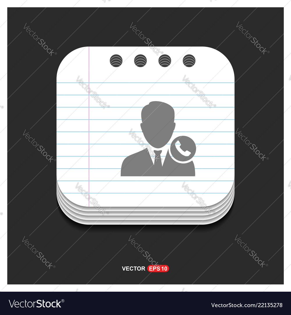 Call user icon gray on notepad style vector image Call user icon gray on notepad style
