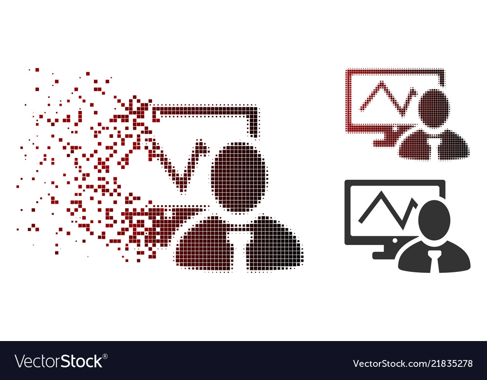 Fragmented dot halftone online trader icon vector image Fragmented dot halftone online trader icon