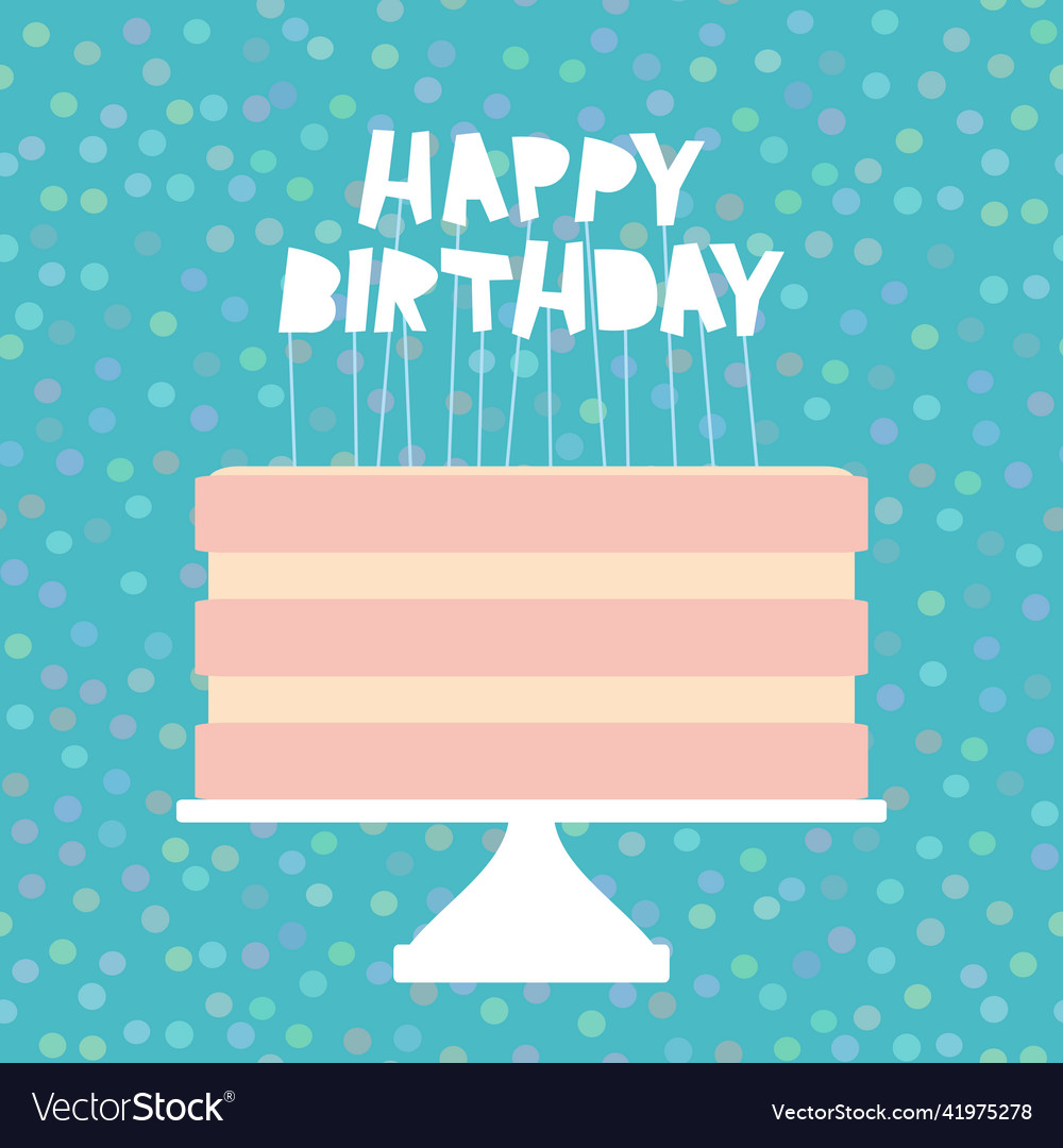 Happy birthday sweet pink cake strawberry Vector Image