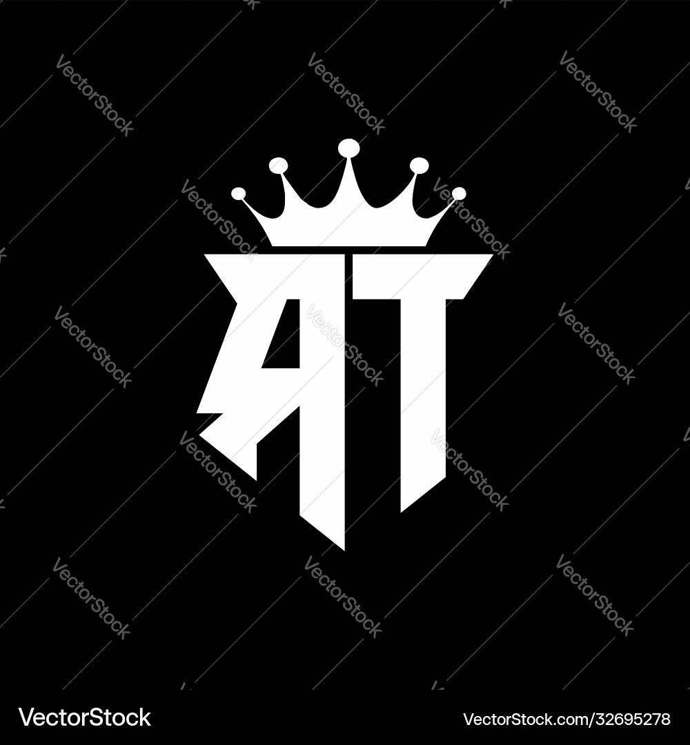 Rt logo monogram shield shape with crown design Vector Image