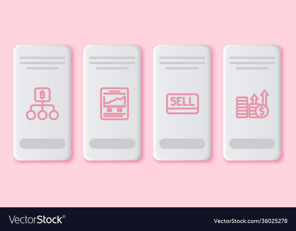 Set line blockchain technology bitcoin website vector image Set line blockchain technology bitcoin website