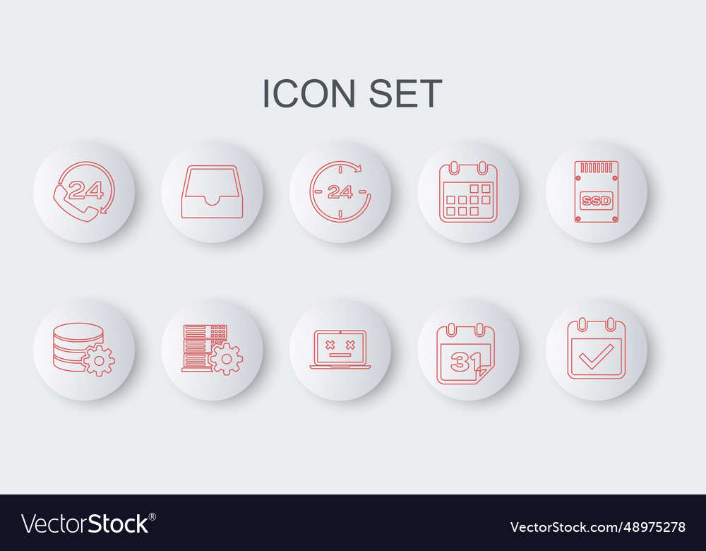 Set line calendar with check mark setting vector image Set line calendar with check mark setting