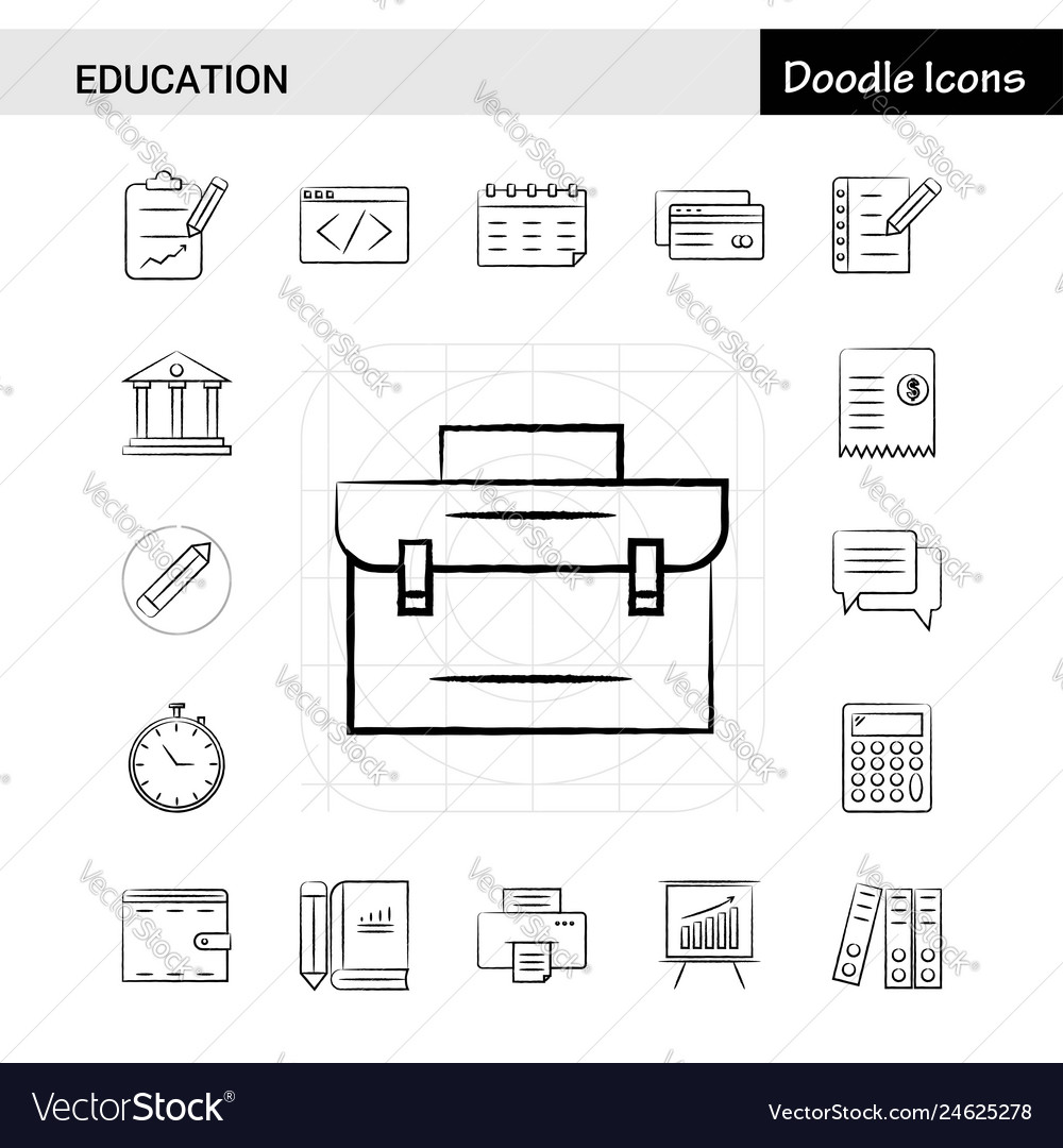 Set of 17 education hand-drawn icon