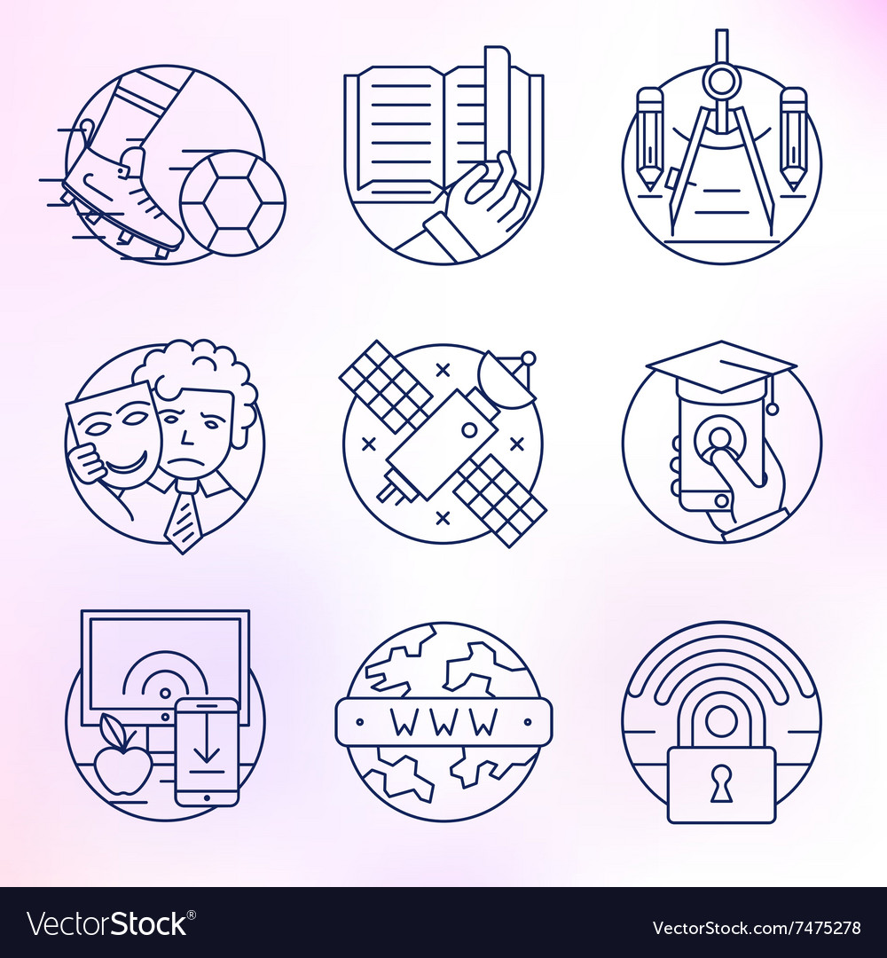 Set of icons in modern linear style