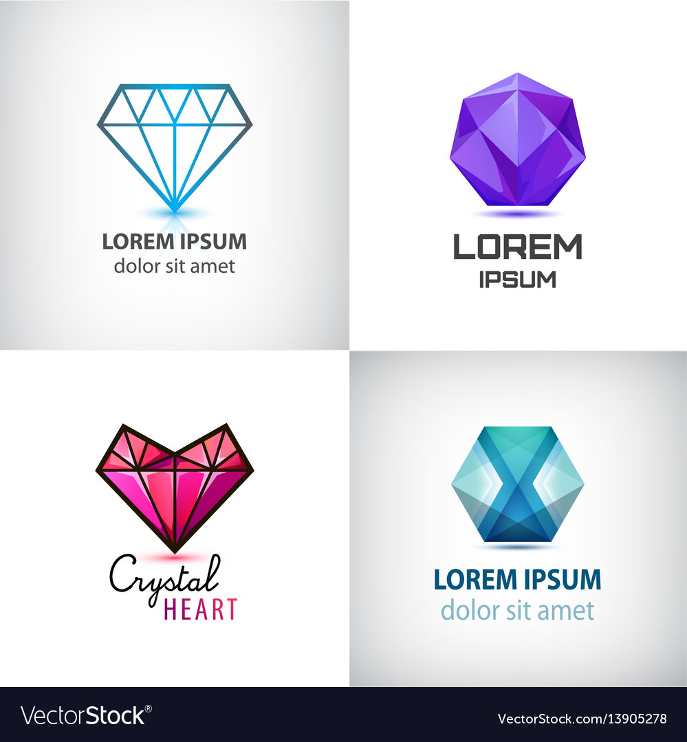 set of jewelery logos diamond diamond logos