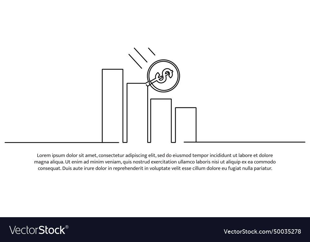 Simple continuous line design of rolling coin vector image Simple continuous line design of rolling coin