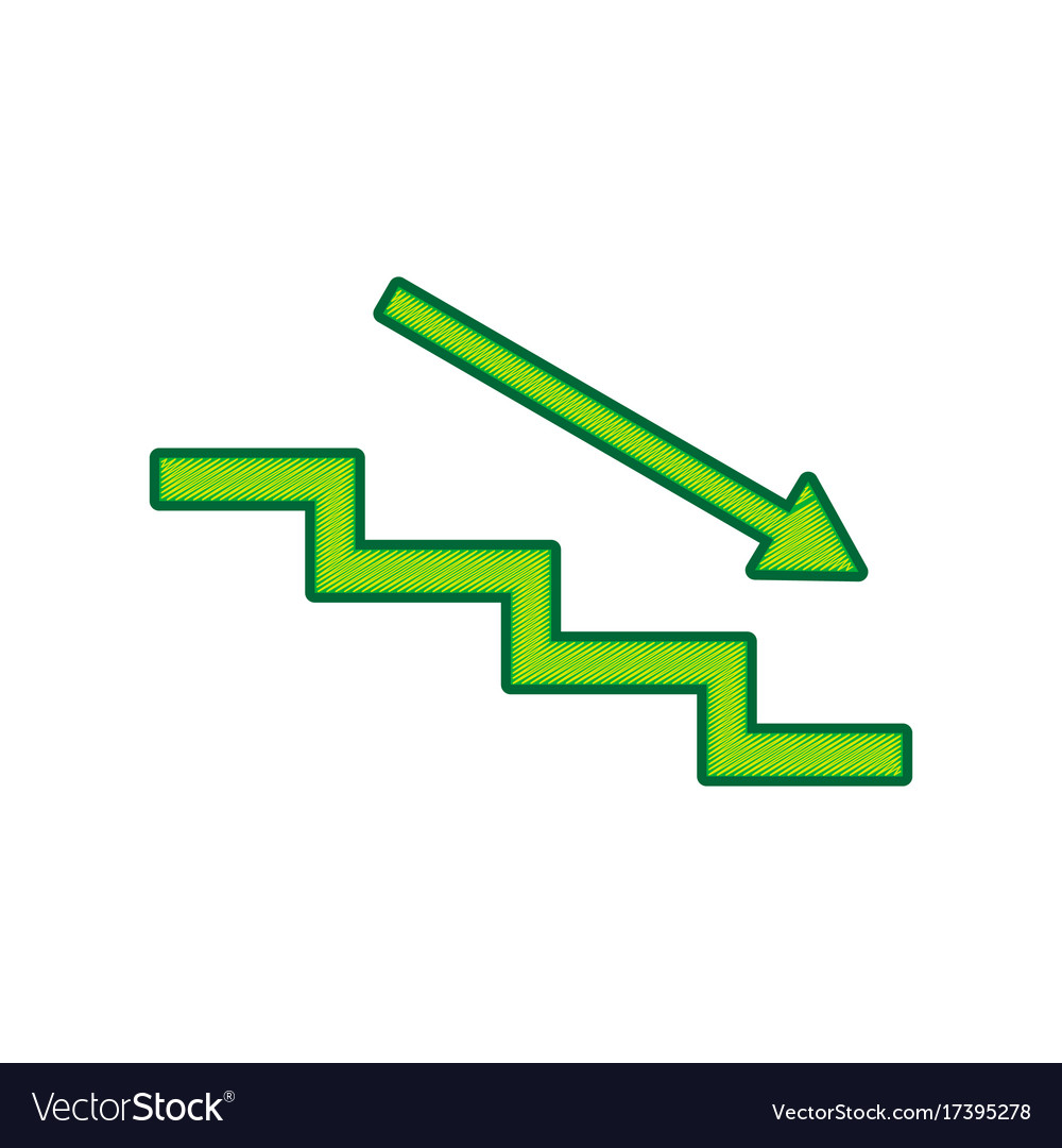 Stair down with arrow lemon scribble icon