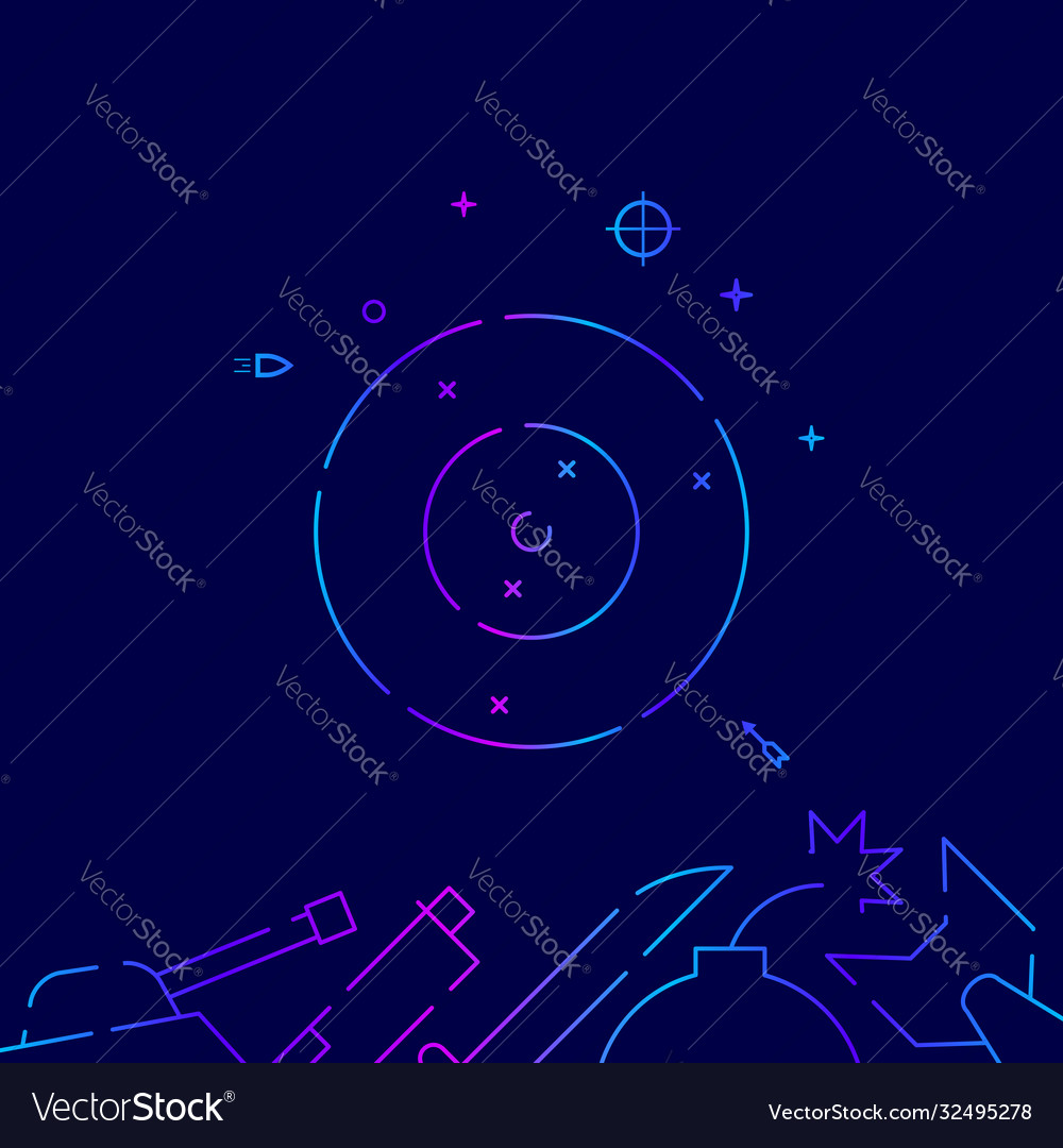 Target shooting range gradient line icon vector image Target shooting range gradient line icon