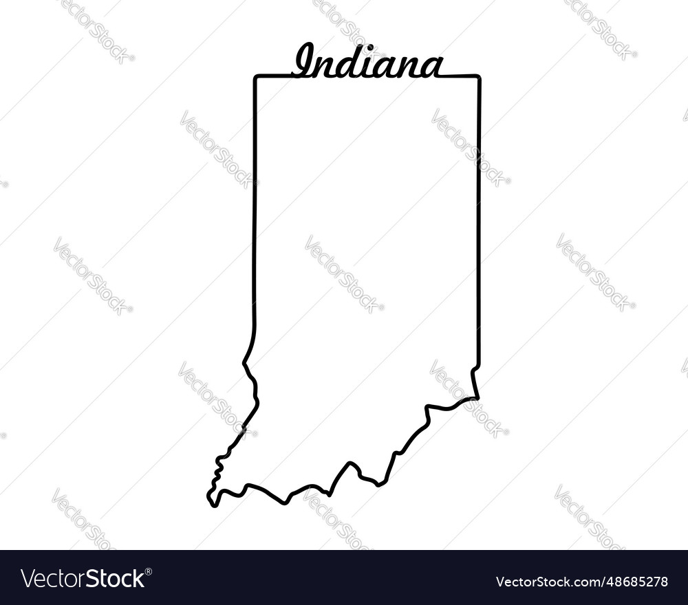 Us state map indiana outline symbol Royalty Free Vector