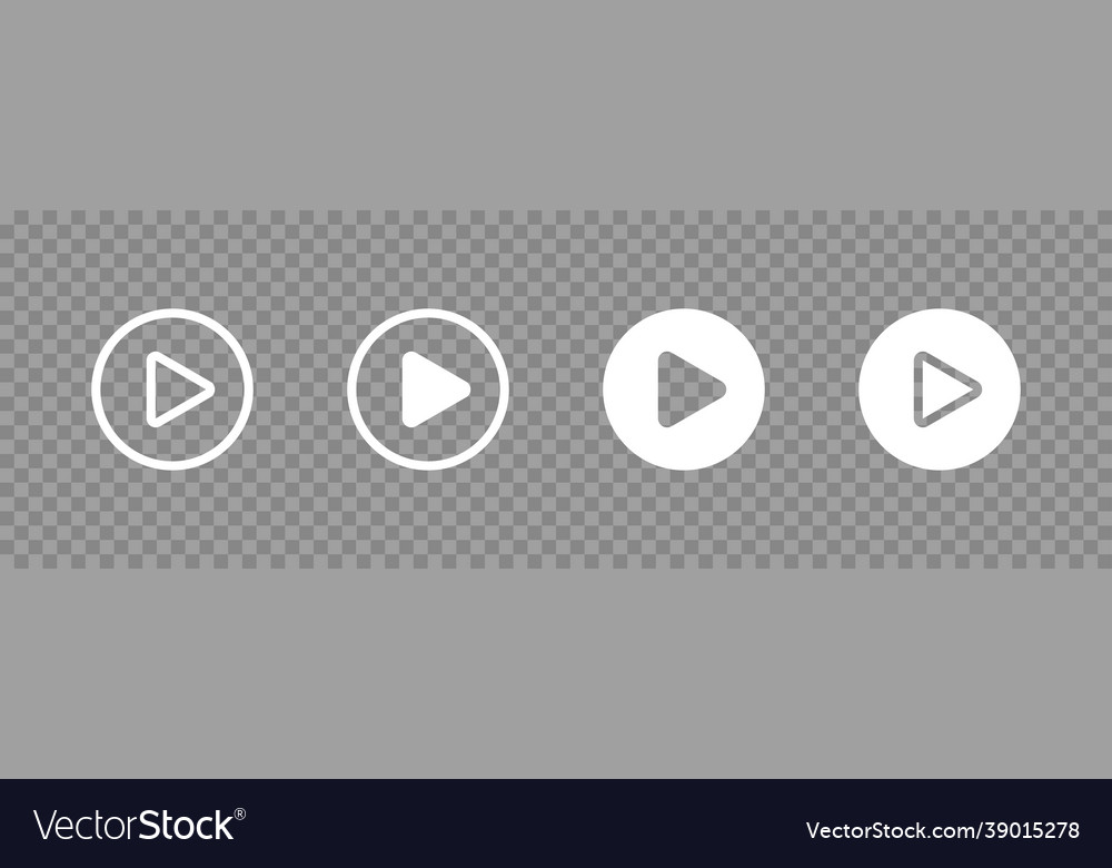 White play buttons on transparent background web vector image White play buttons on transparent background web