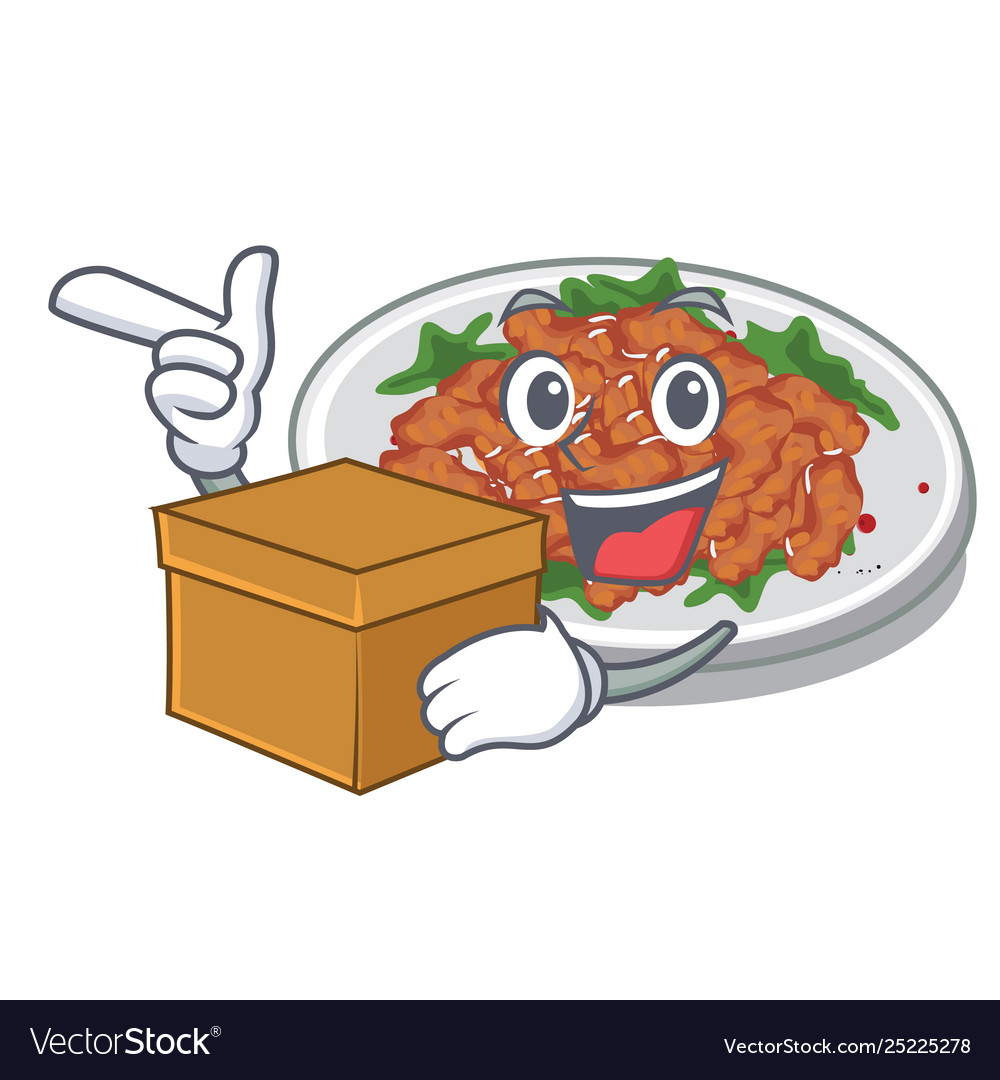 With box sesame chicken isolated cartoon