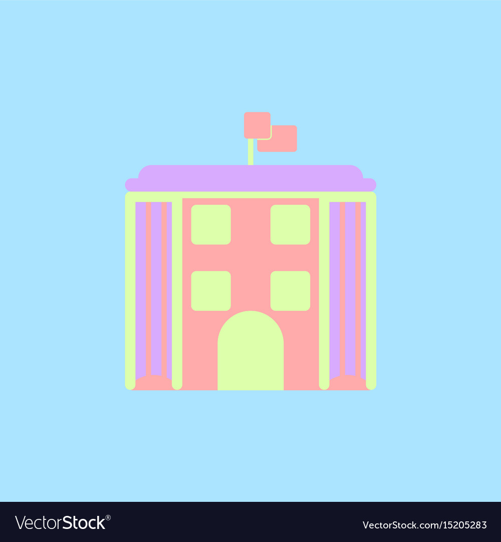Architecture building and columns with flag