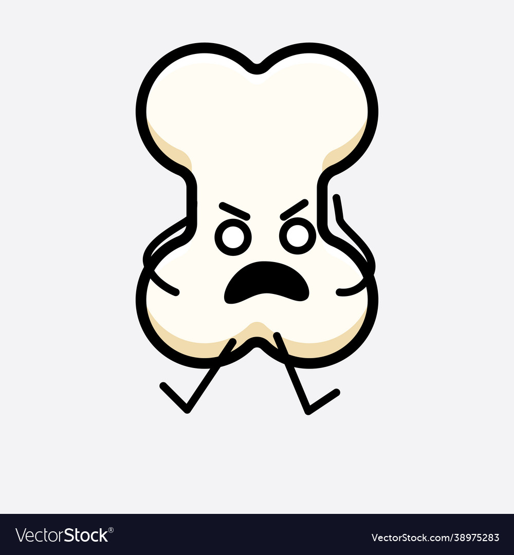 Bone character with cute face and simple body Vector Image