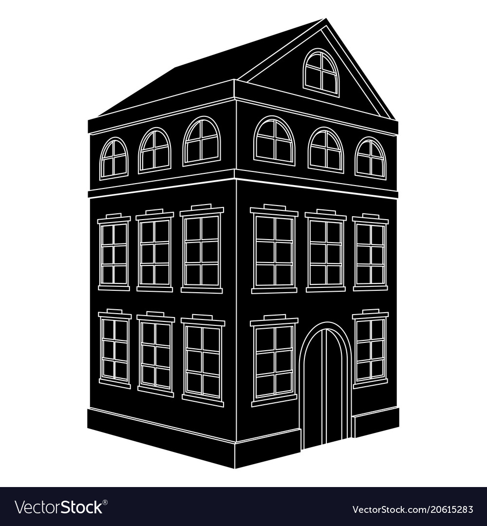 Building black silhouette of a residential house