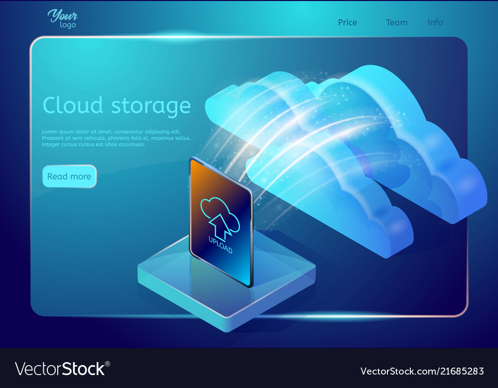 Cloud data storage web page template abstract vector image Cloud data storage web page template abstract