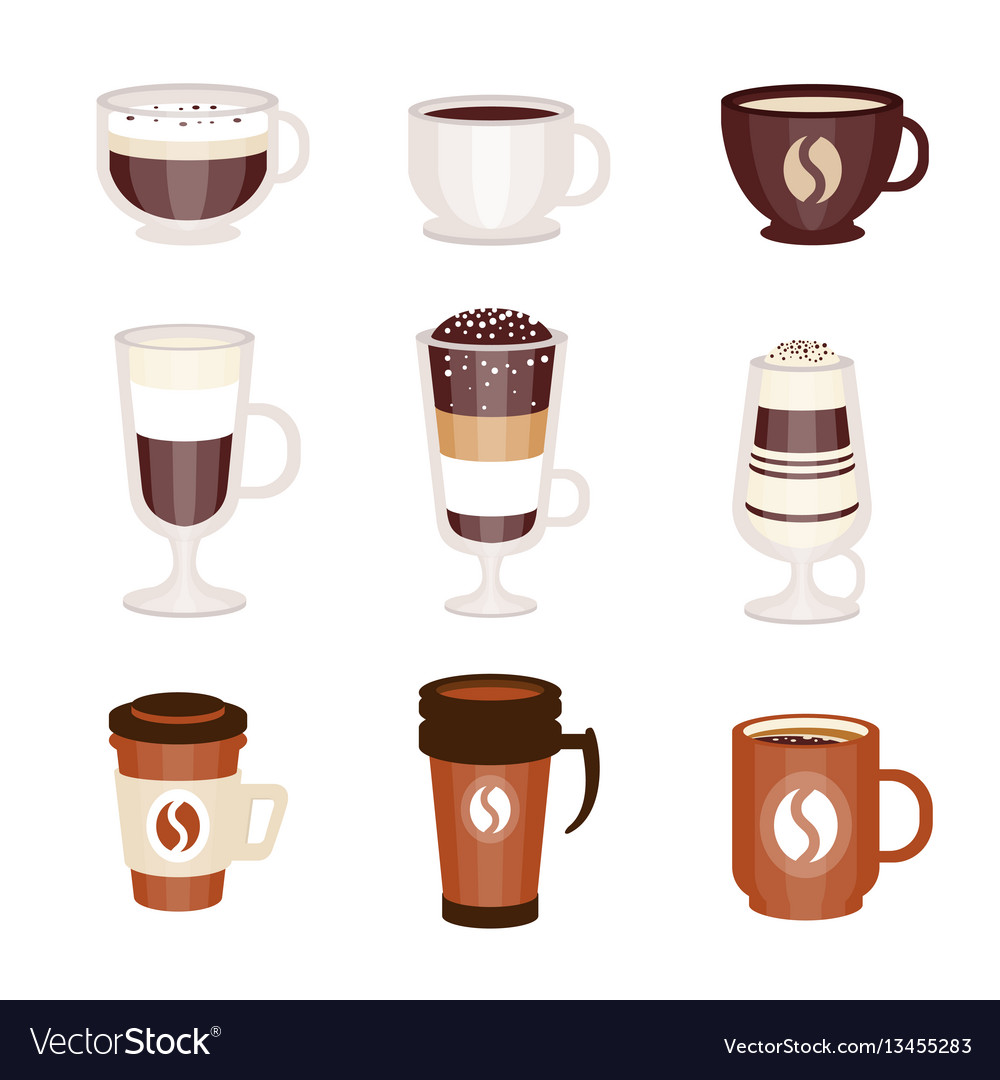 Coffee hot and cold cocktails menu assortment of Vector Image