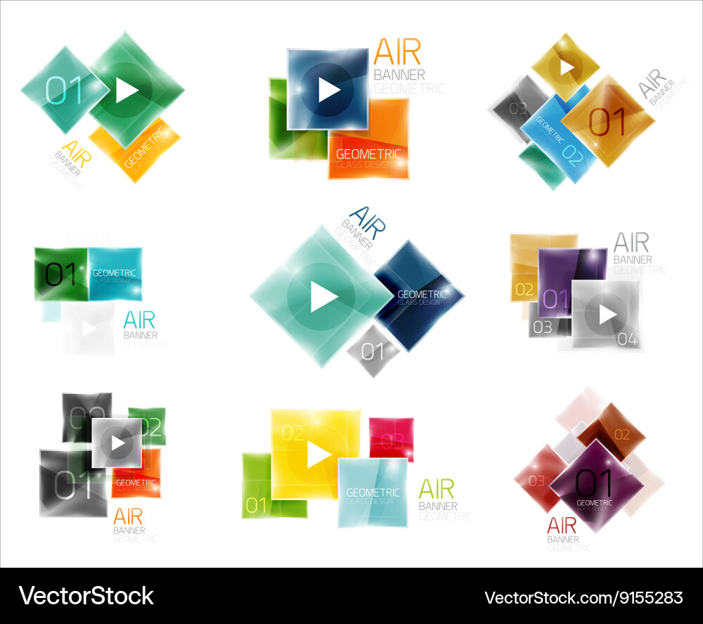 Collection of colorful square web boxes Royalty Free Vector