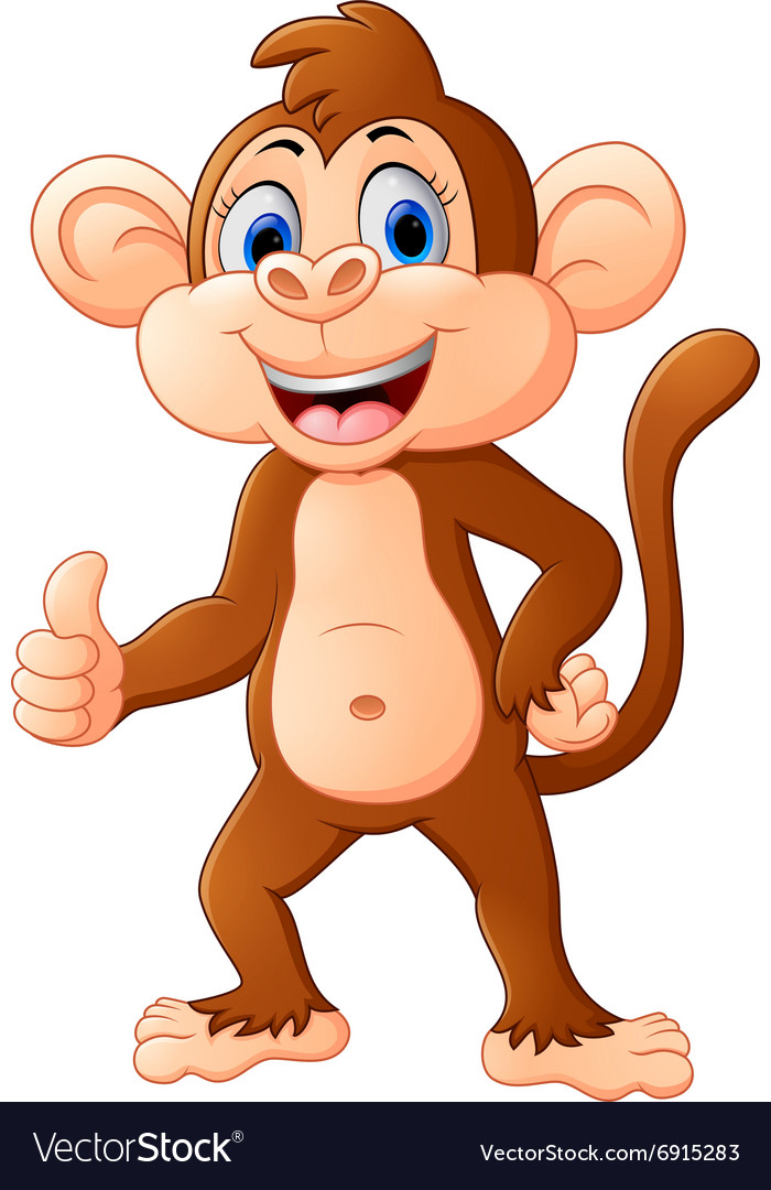 Cute monkey cartoon with thumb up