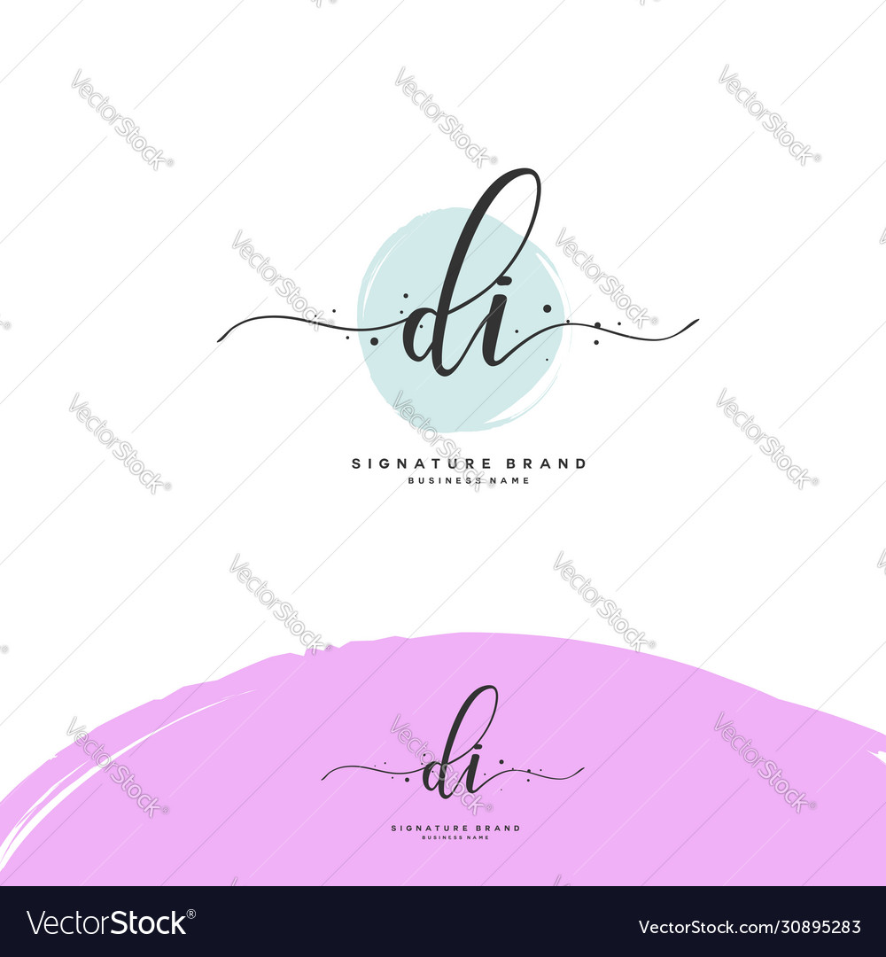 D i di initial letter handwriting and signature