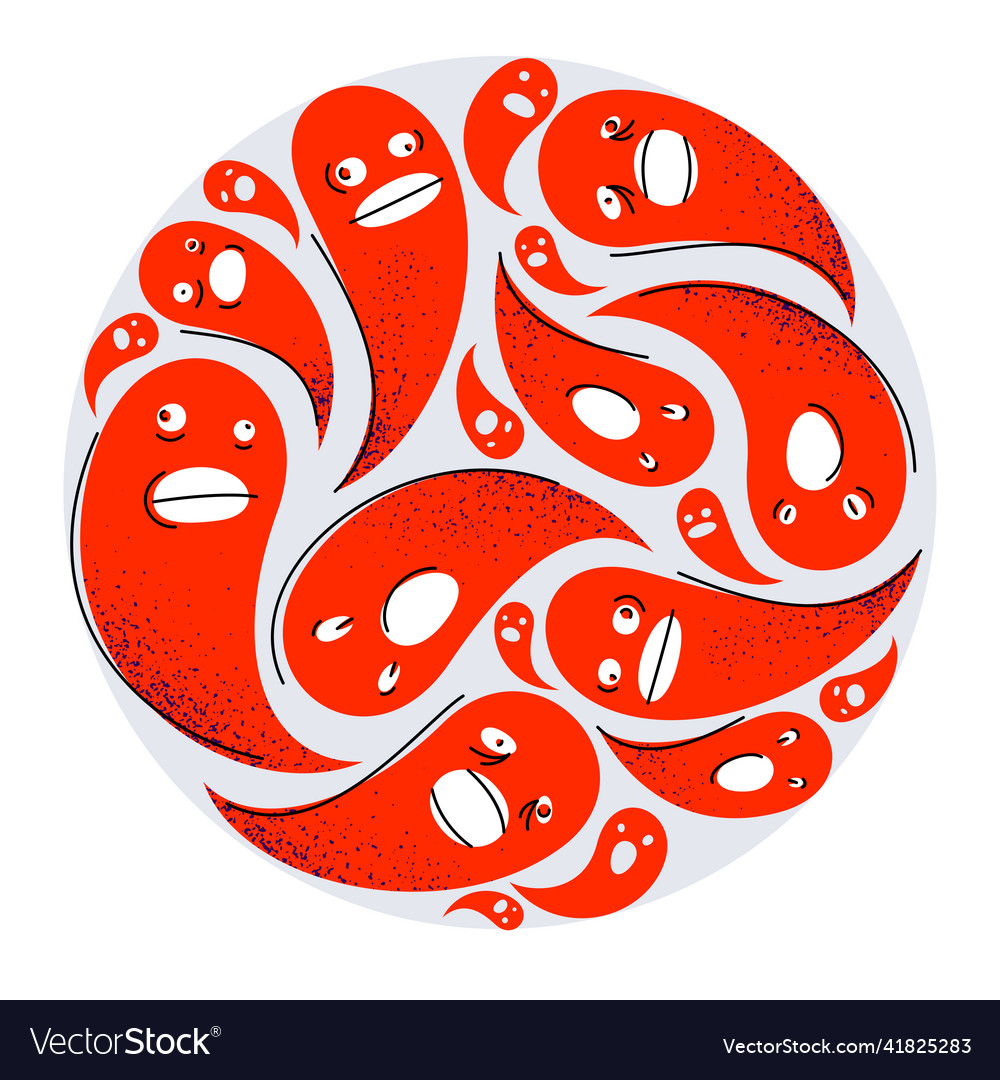 Ghosts round composition in a circle design