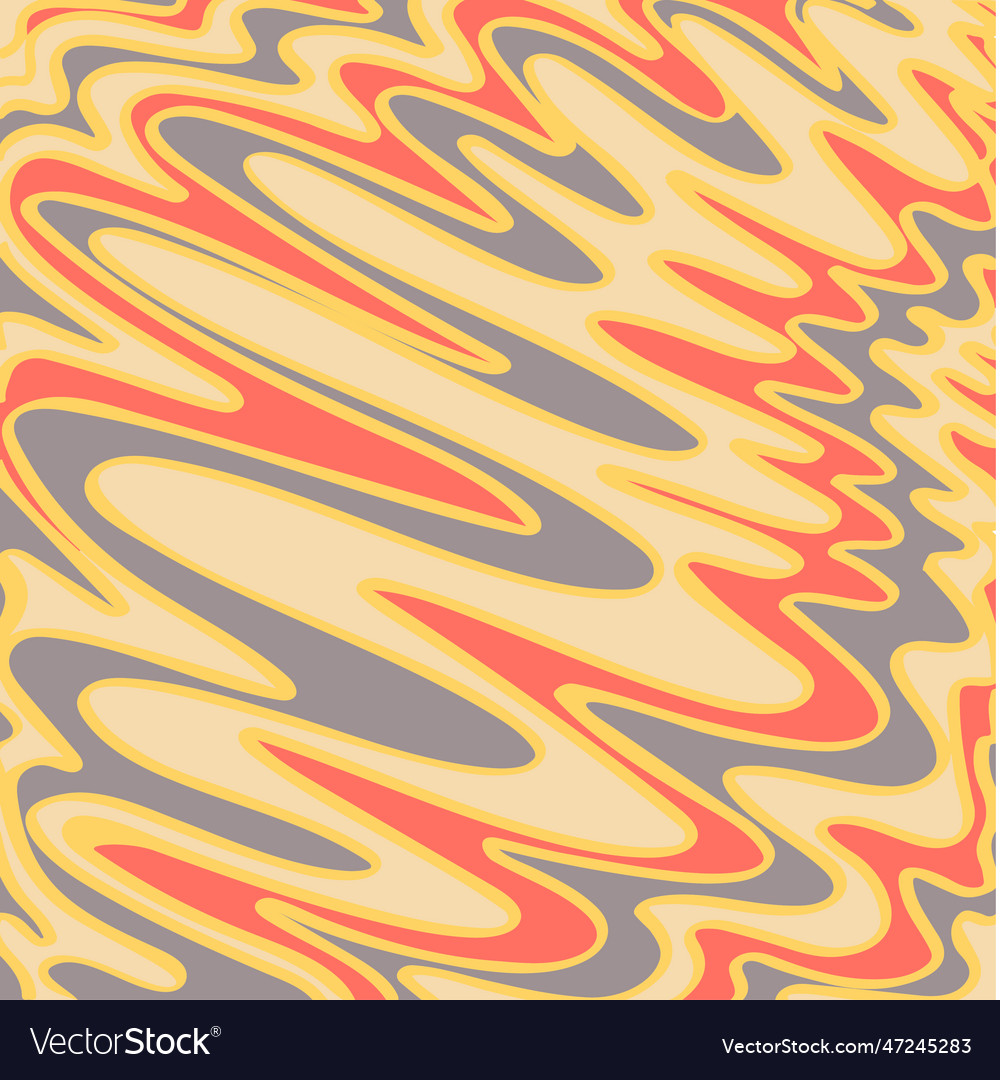 Groovy wavy square banner abstract retro line art