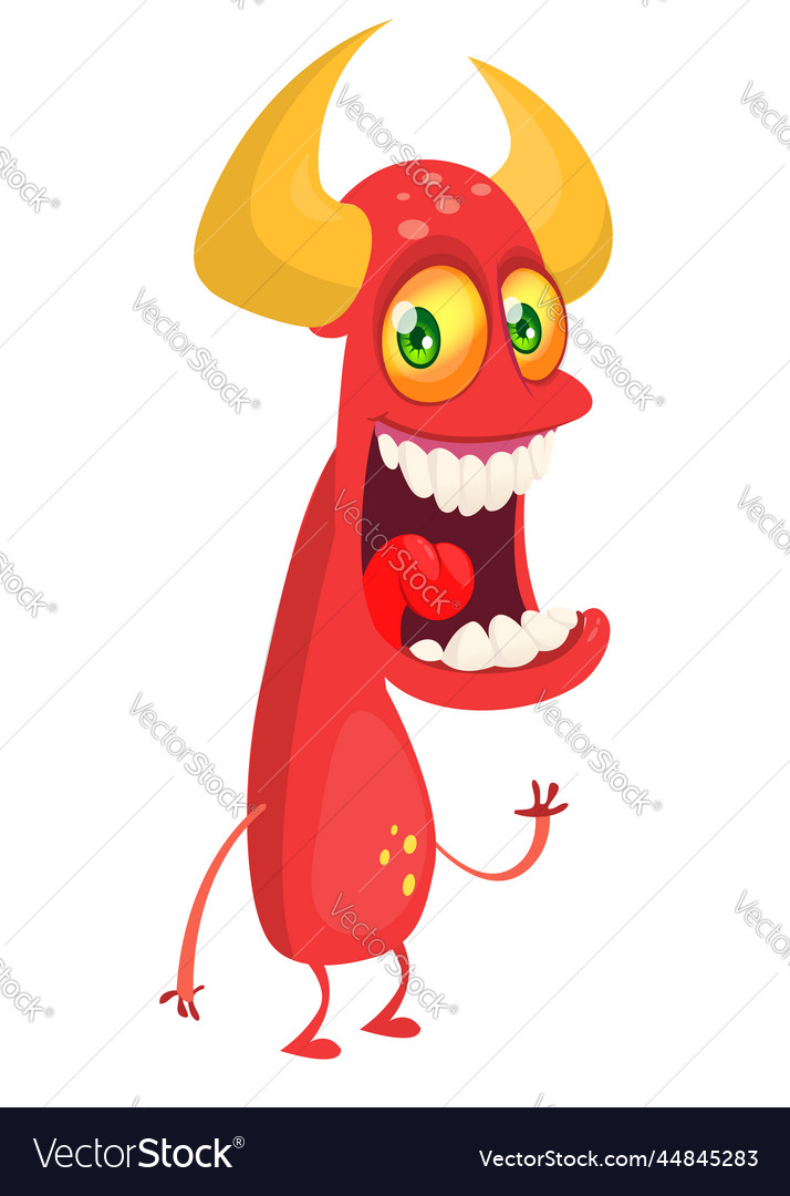 Happy cartoon monster laughing face Royalty Free Vector