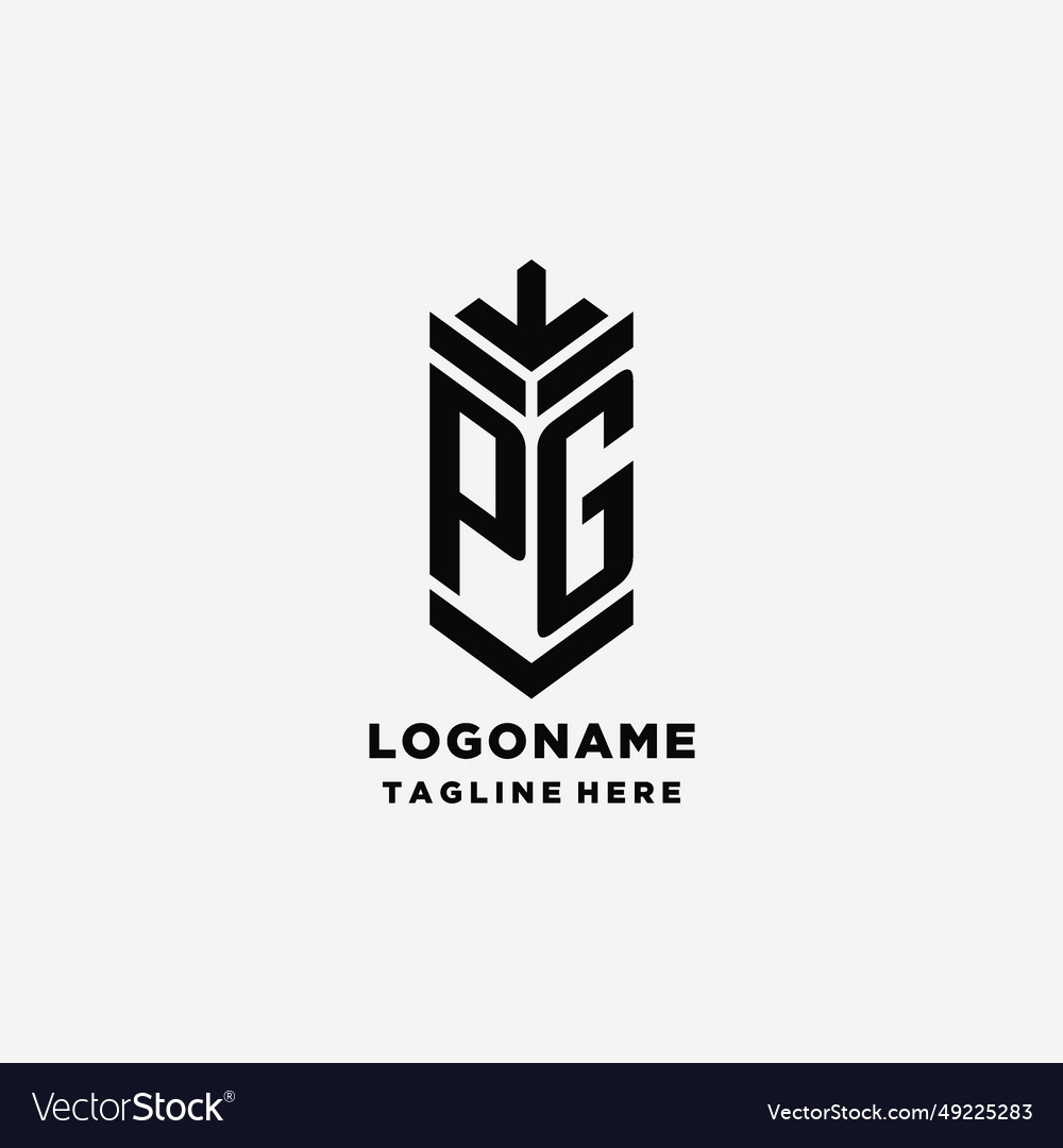 Initials pg shield logo design creative monogram Vector Image