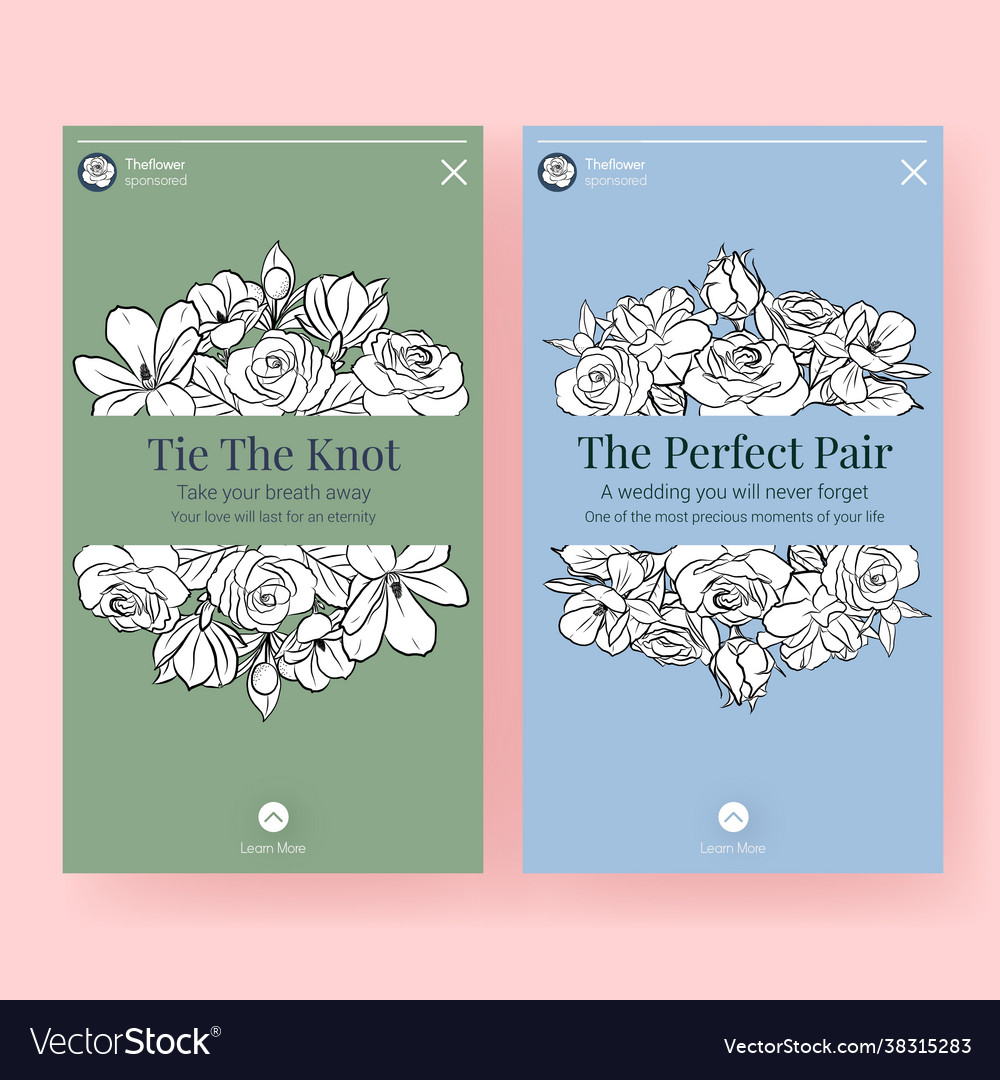 Instagram template with wedding ceremony concept vector image Instagram template with wedding ceremony concept