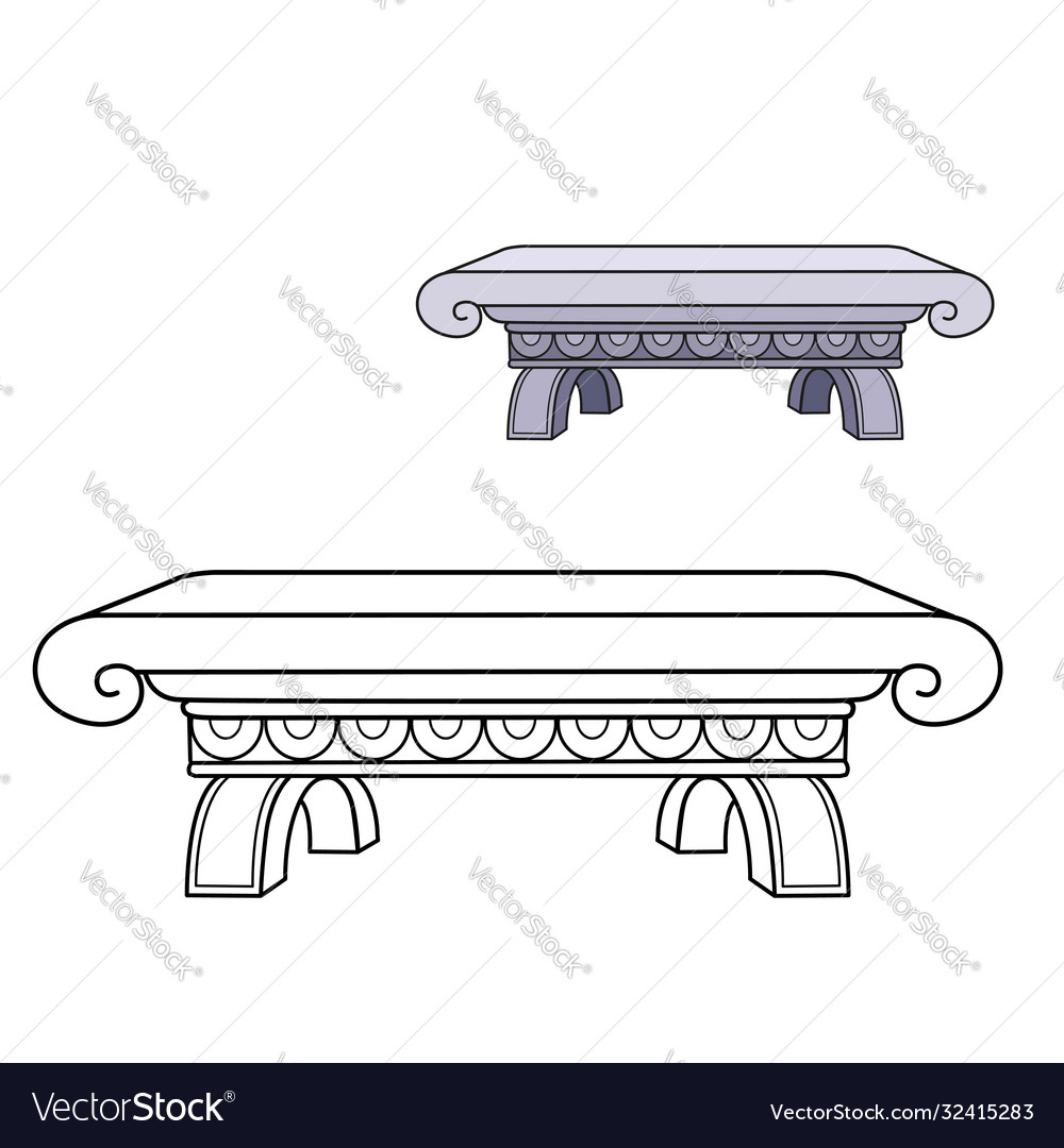 Marble bench color and outlined picture Royalty Free Vector
