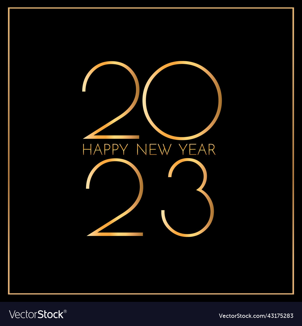 New year 2023 greeting card 2023 golden year Vector Image