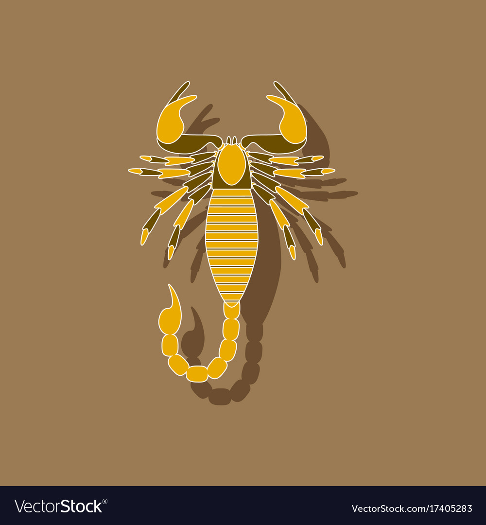 Paper sticker on background of scorpio