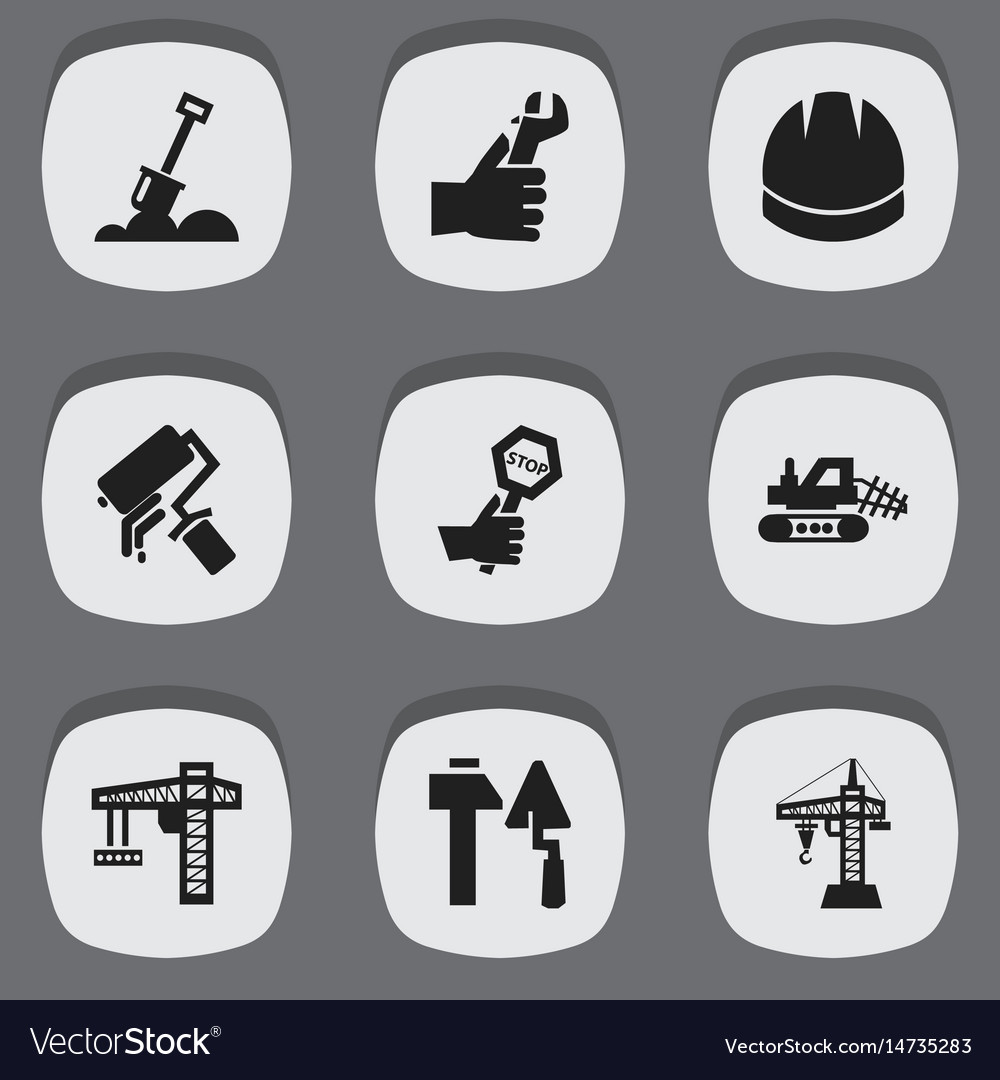 Set of 9 editable building icons includes symbols