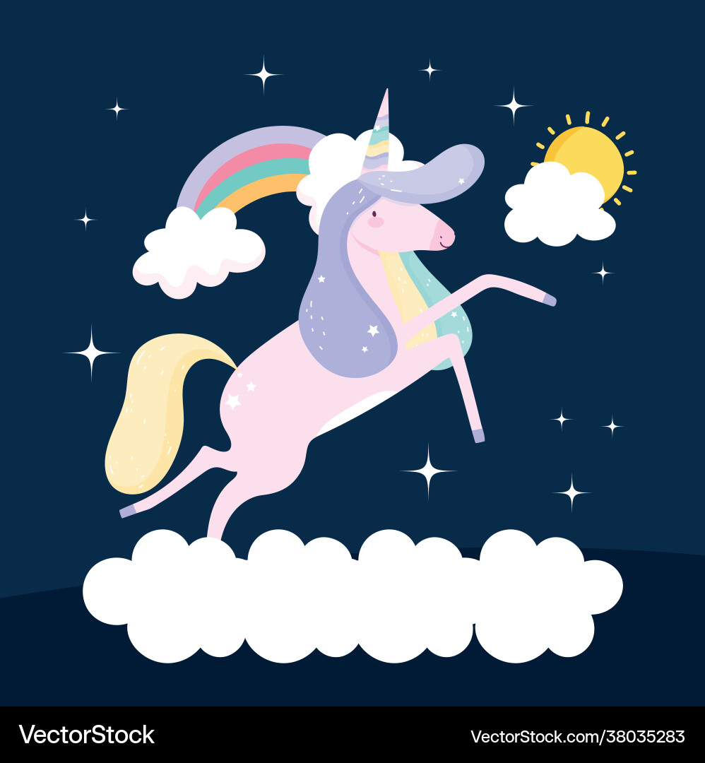 Unicorn on cloud Royalty Free Vector Image - VectorStock