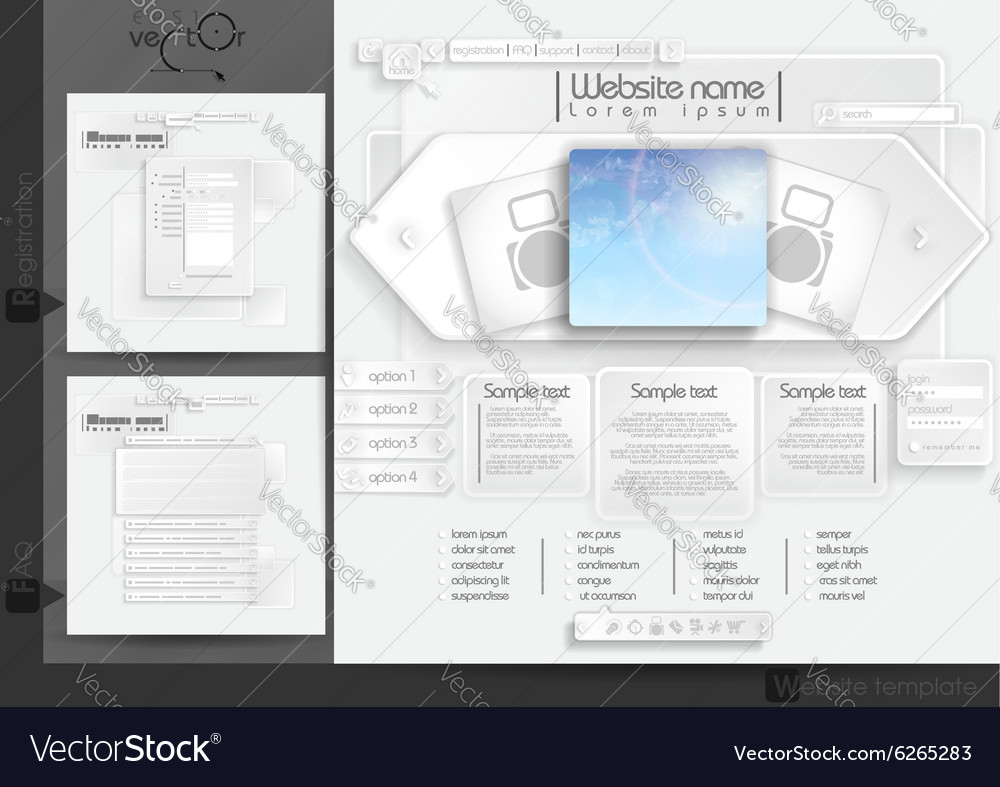 Website design template menu elements
