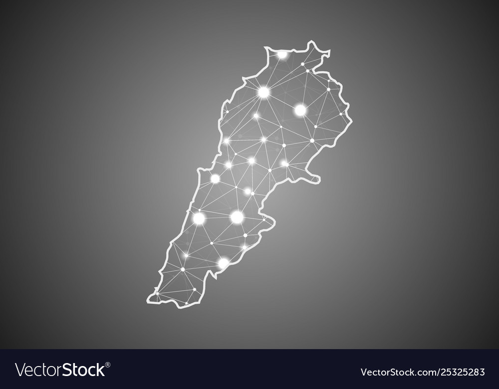 Wireframe mesh polygonal lebanon map abstract