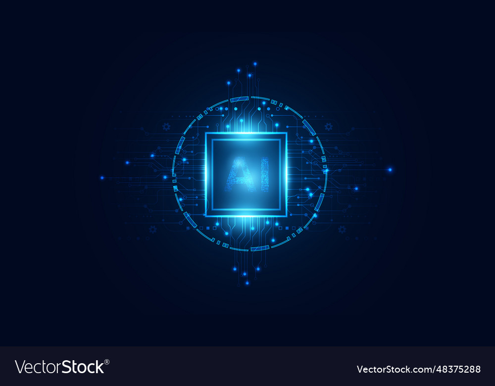 Abstract artificial intelligence on circle Vector Image