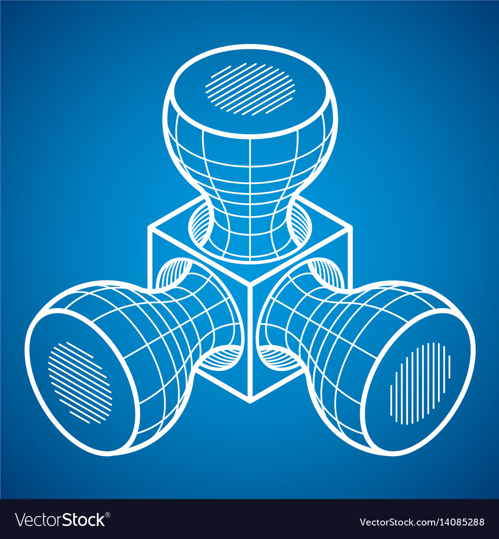 Abstract isometric dimensional shape made using