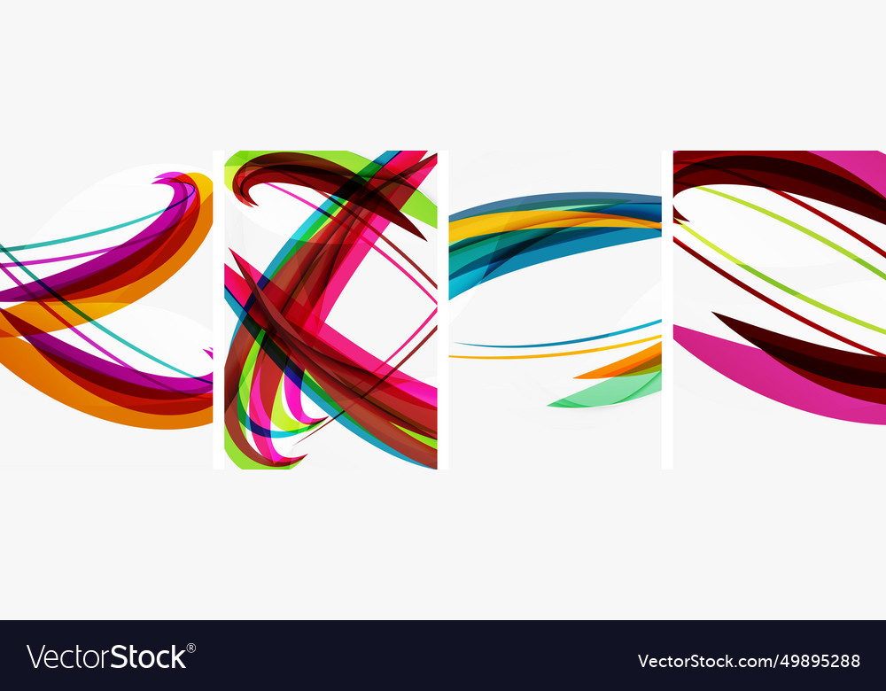 Colorful wave lines poster set for wallpaper Vector Image