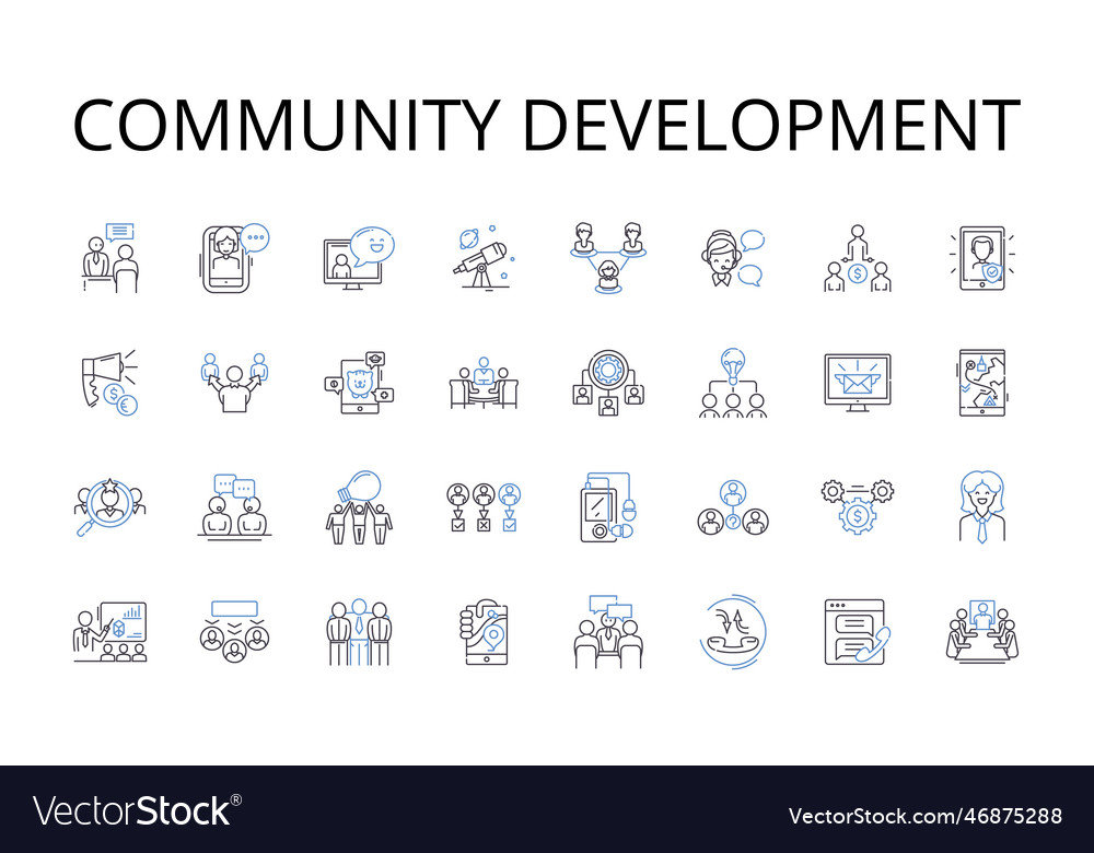 Community development line icons collection