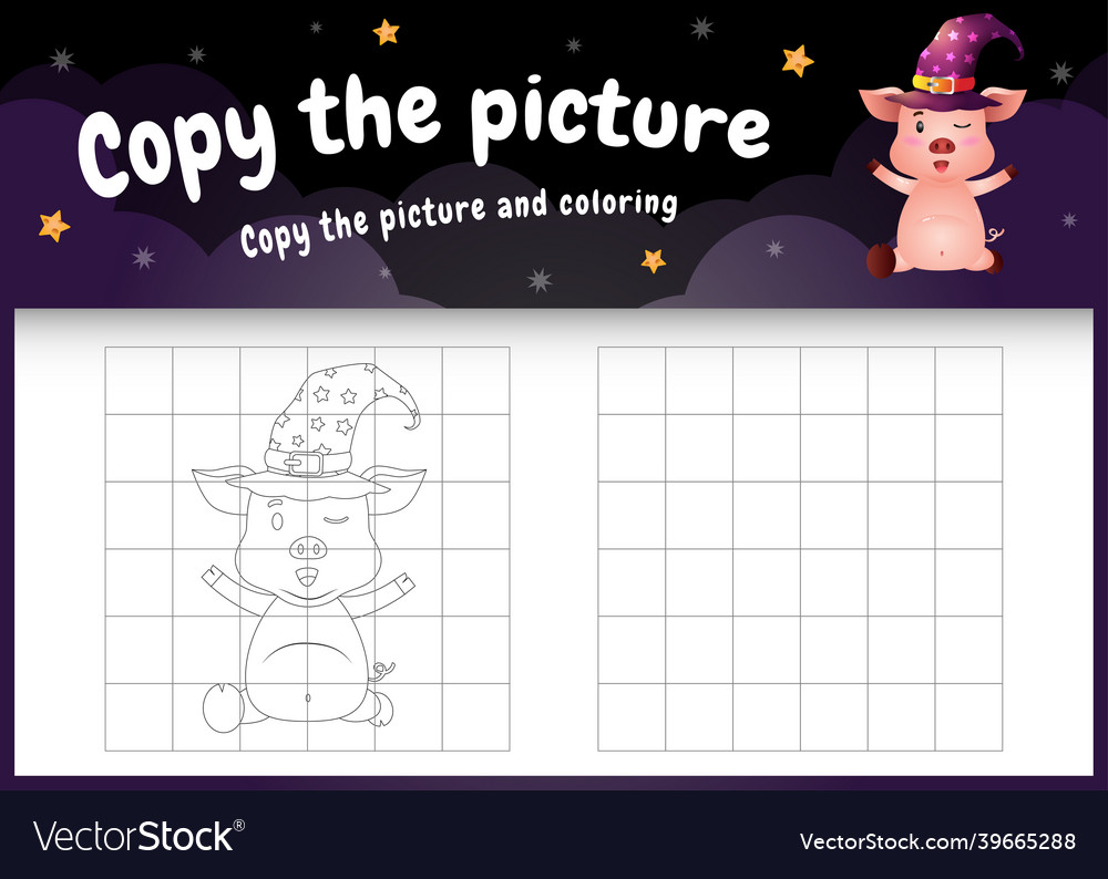 Copy the picture kids game and coloring page Vector Image