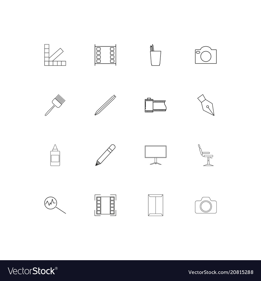 Creative process and design linear thin icons set