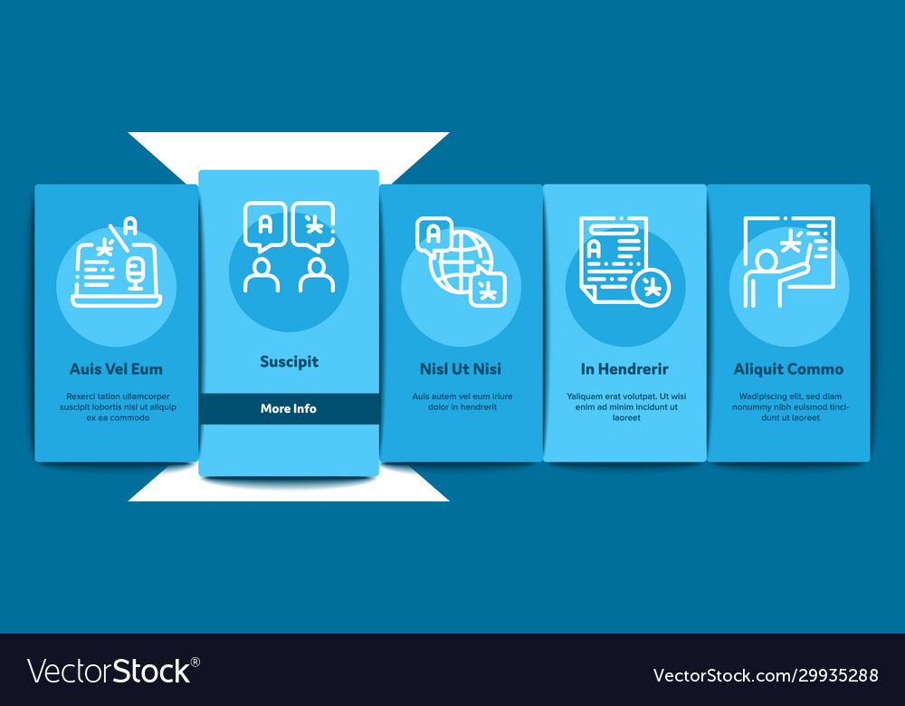 Interpreter translator onboarding elements icons vector image Interpreter translator onboarding elements icons