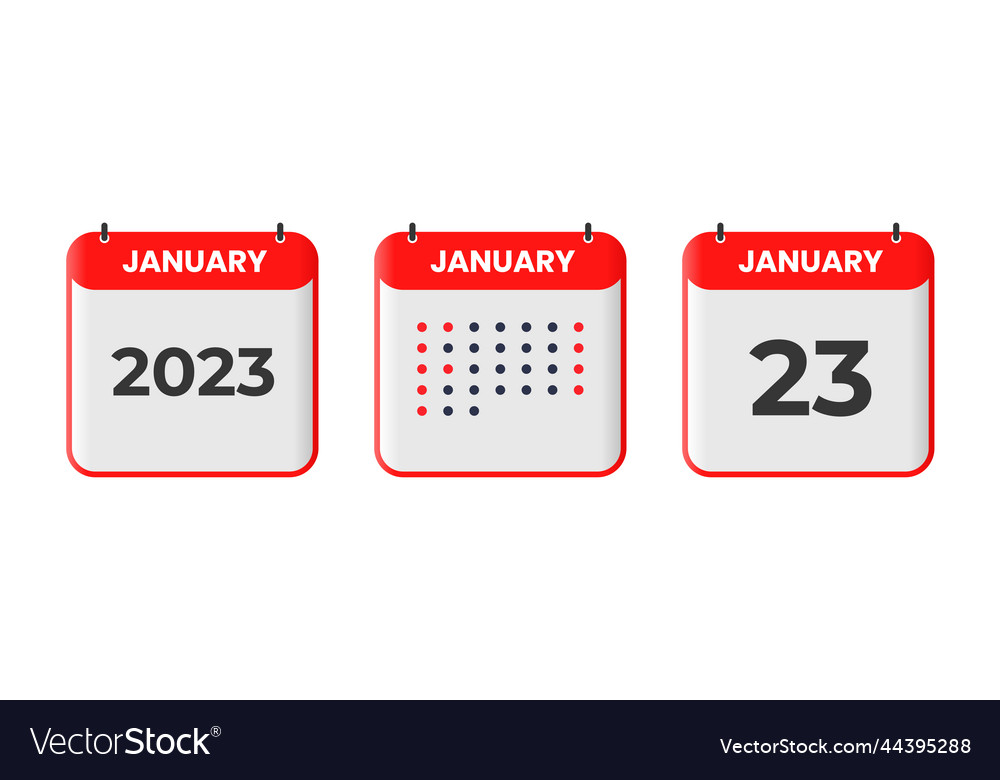January 23 calendar design icon 2023 Royalty Free Vector