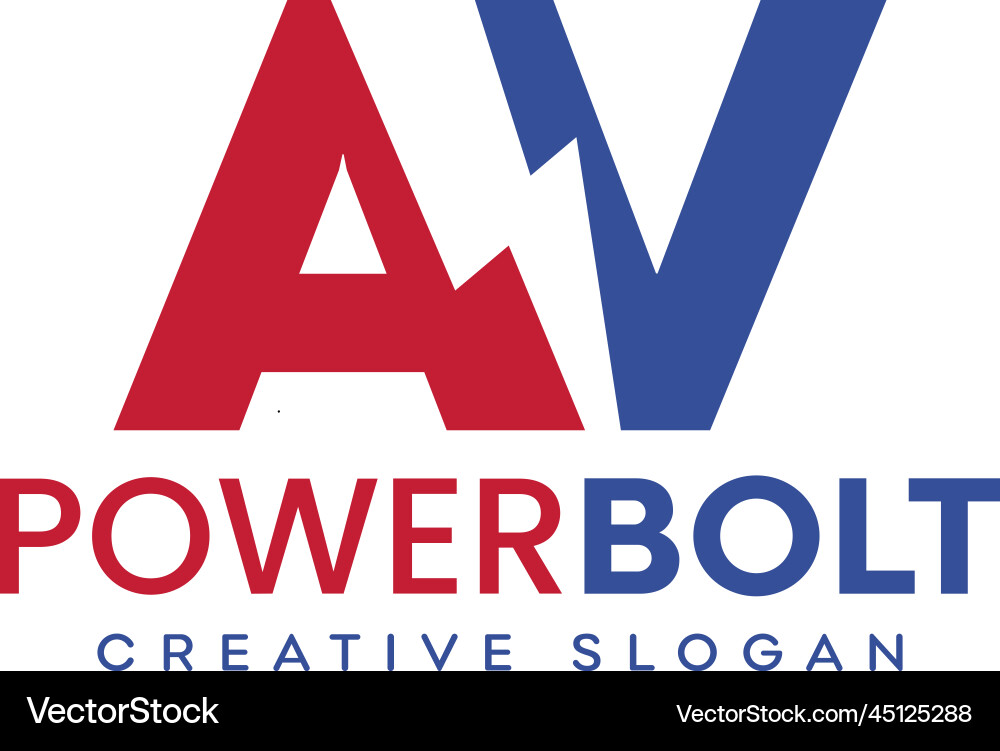 Letter a v electric power bolt logo Royalty Free Vector