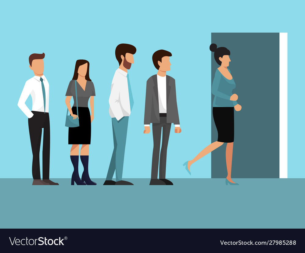 People Standing In Queue Royalty Free Vector Image