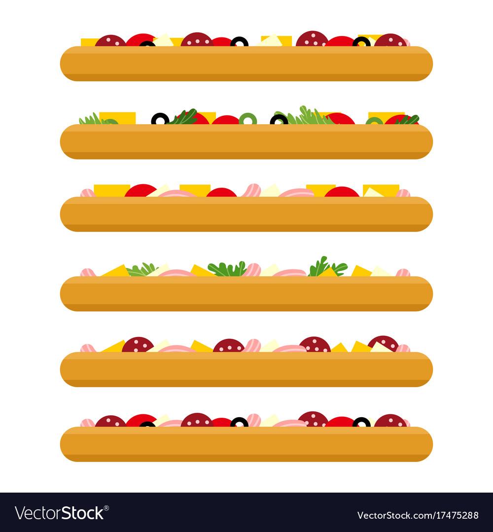 Pizza side view set colorful image
