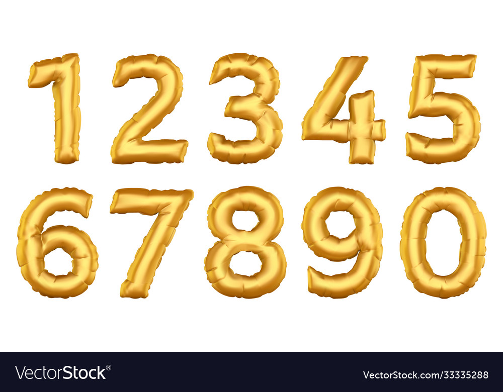 Realistic balloon numbers helium air balloon vector image Realistic balloon numbers helium air balloon